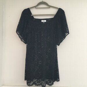 Anne Taylor Loft Petites Sheer Black Lace Whimsigoth Dress Women's Size LP